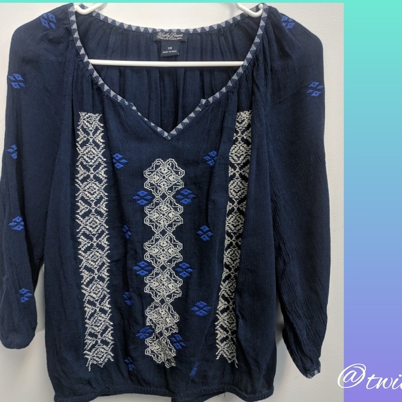 Lucky Brand Boho Crop Top Blue Size XS - Picture 1 of 4